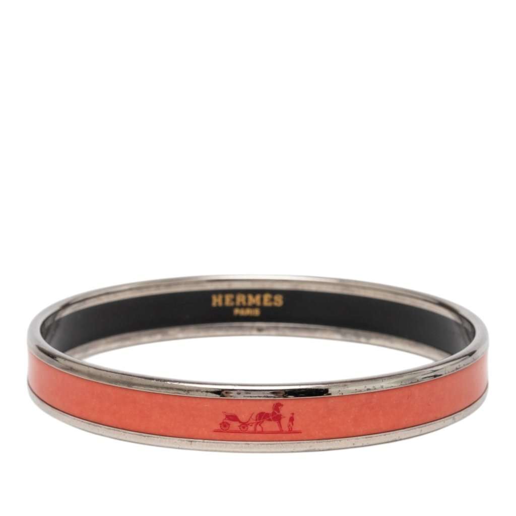 Hermès Narrow Caleche Enamel Bracelet 65 Orange Very good - Front View