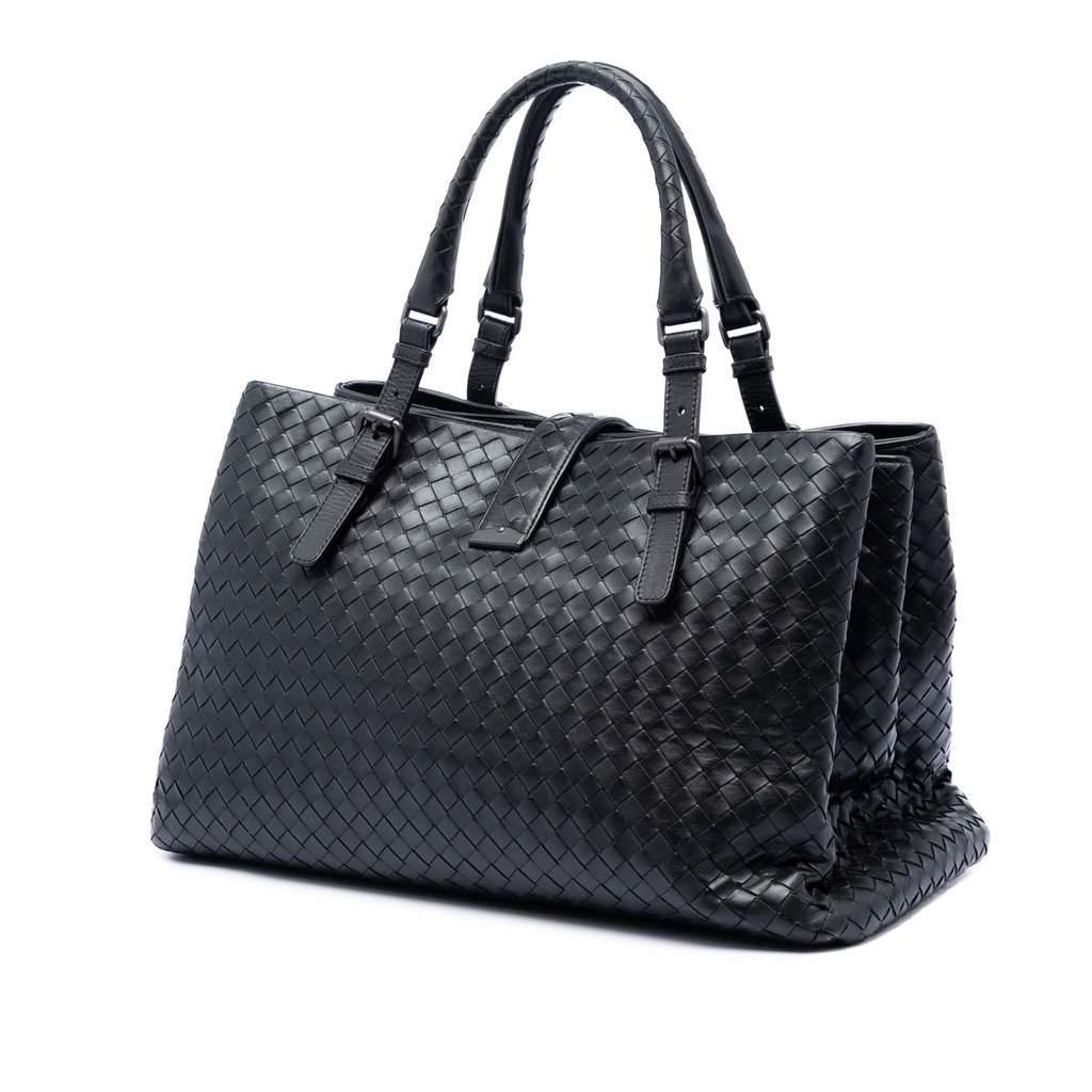 Bottega Veneta Medium Nappa Intrecciato Roma Tote Black Leather Very good condition - Back View