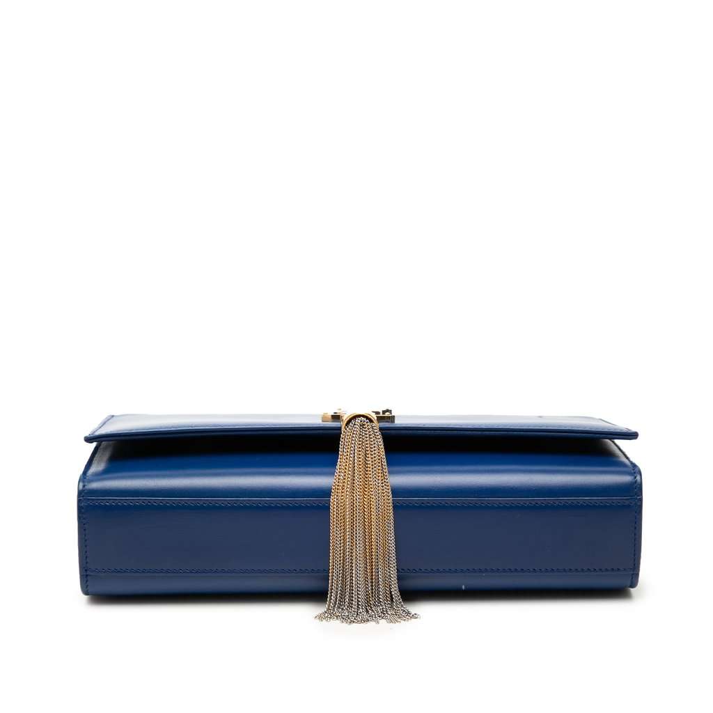Saint Laurent Medium Smooth Calfskin Monogram Kate Tassel Crossbody Blue Leather Very good condition - Inside View