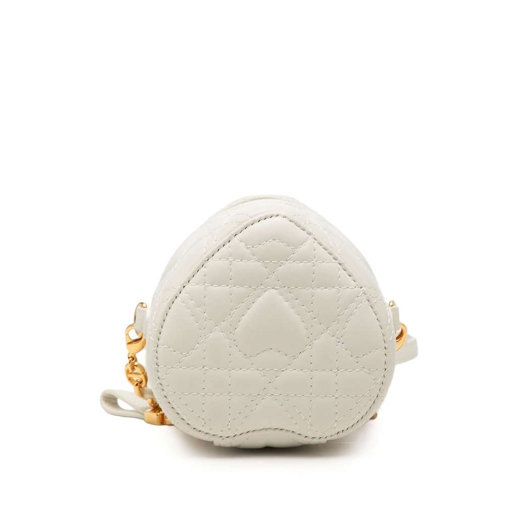 Dior DiorAmour Micro Lambskin Cannage Heart Vanity Case with Chain White Leather Very good condition - Inside View