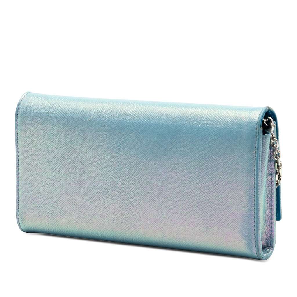 Dior Iridescent Calfskin Turn Me Wallet On Chain Blue Leather Very good condition - Back View