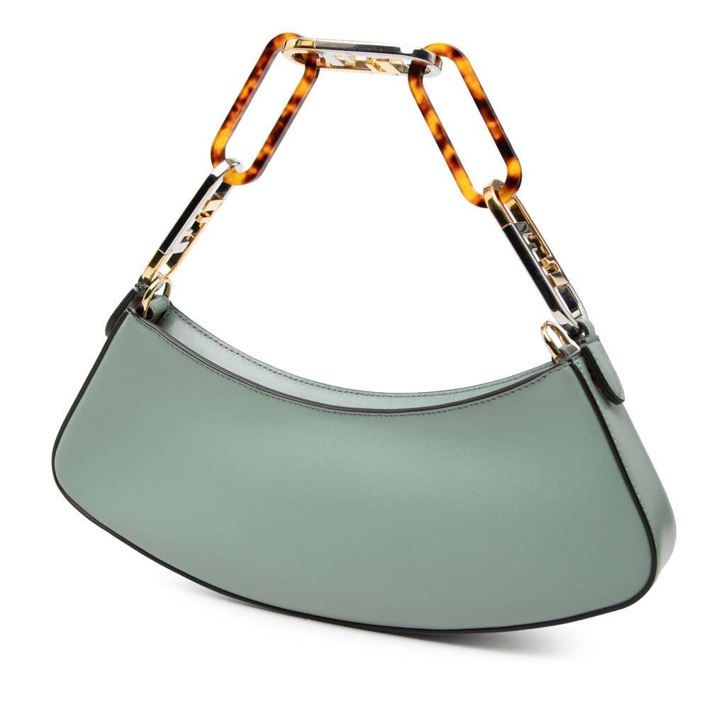 Fendi Leather O Lock Swing Satchel Green Leather Very good - Back View