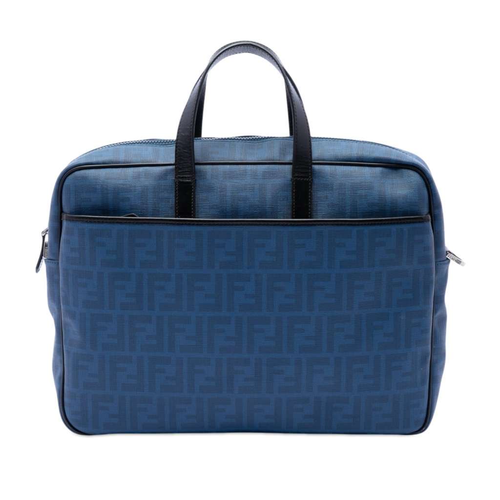 Fendi Zucca Coated Canvas Business Bag Blue Very good condition - Front View
