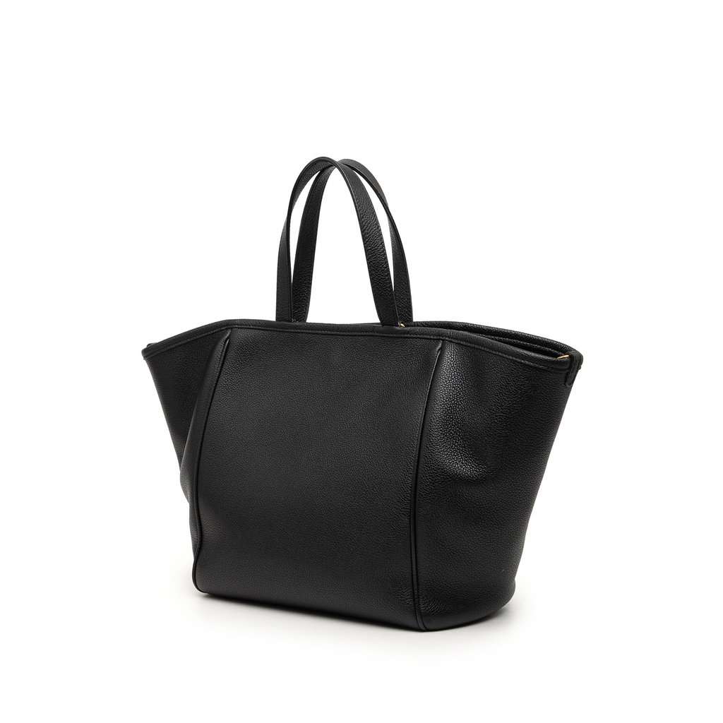 Celine Small Grained Calfskin Folded Cabas Tote Black Leather Very good condition - Back View