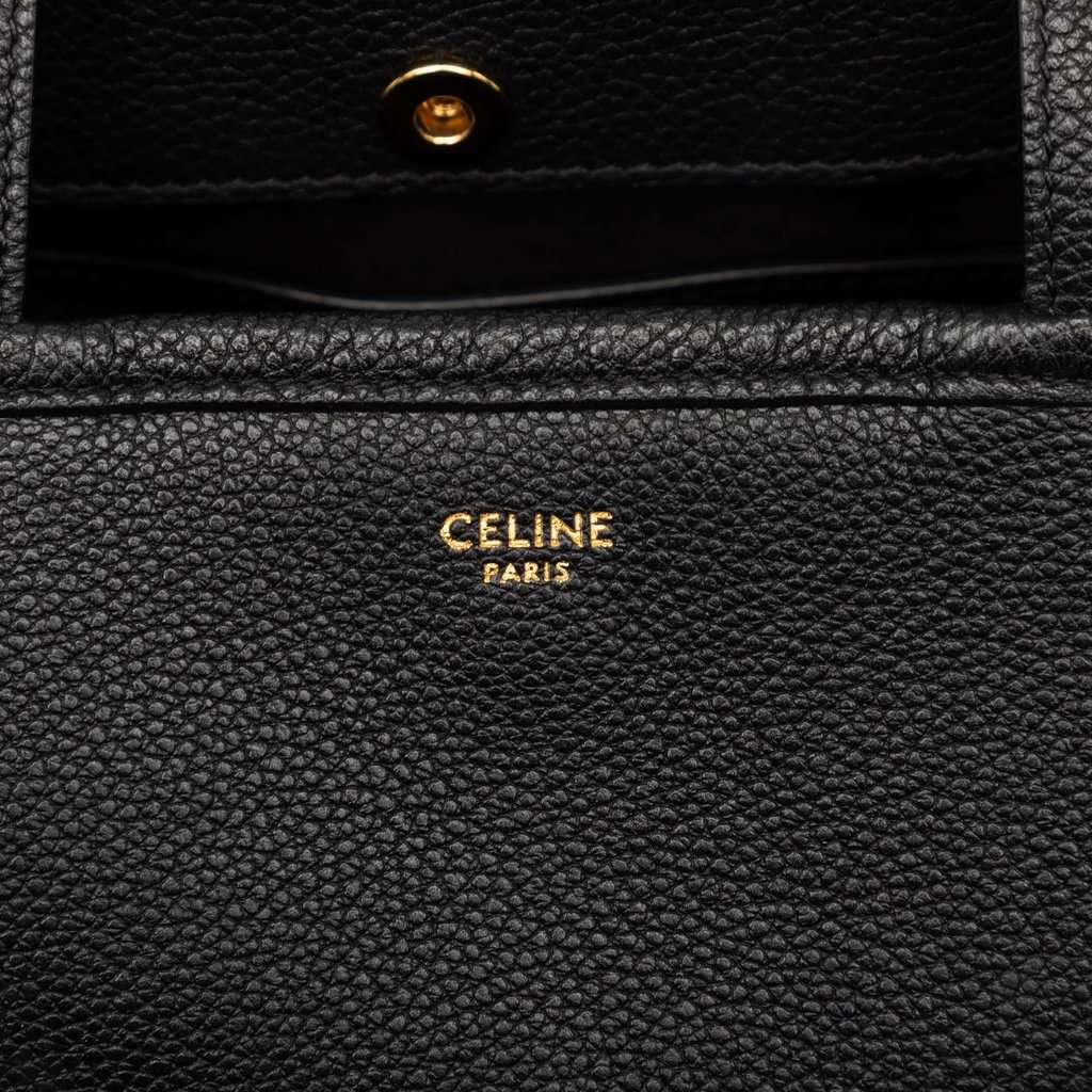 Celine Small Grained Calfskin Folded Cabas Tote Black Leather Very good condition - Box View