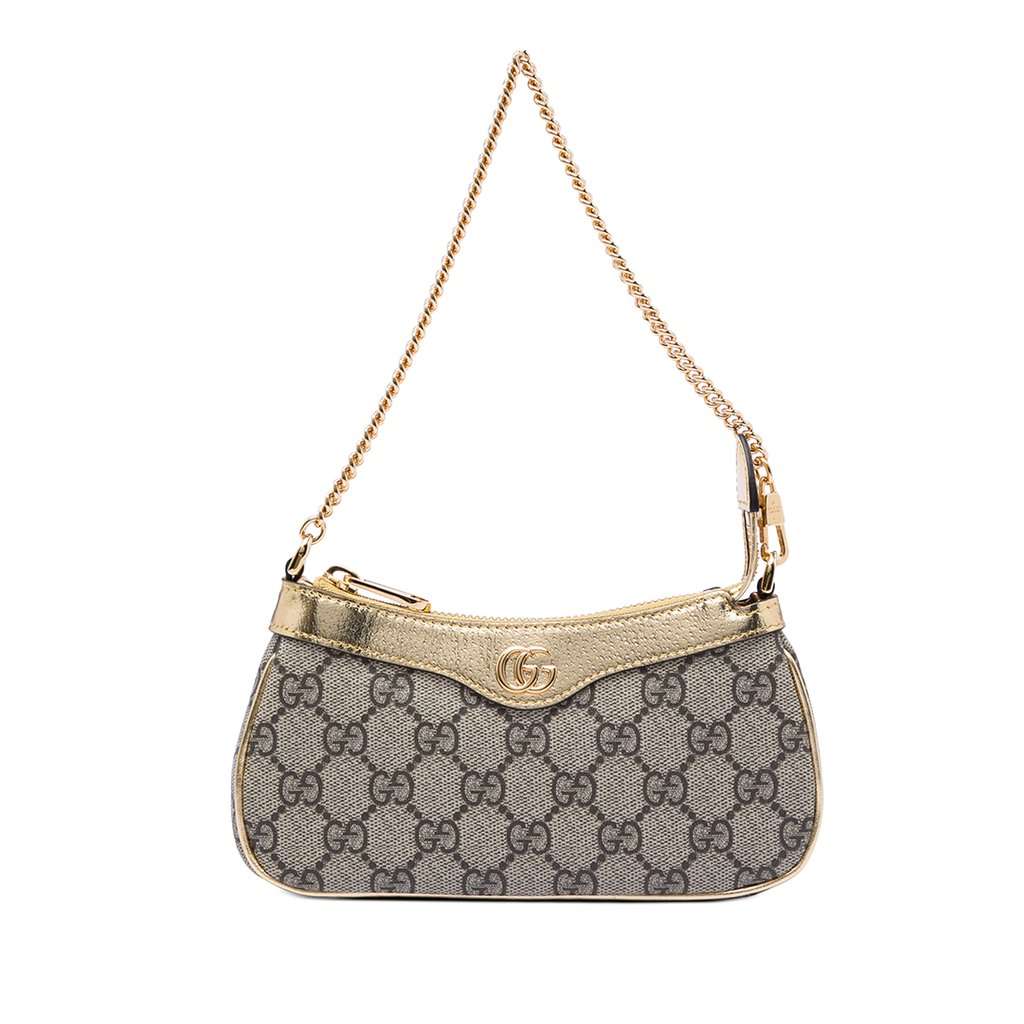 Gucci Small GG Supreme Ophidia Shoulder Bag Beige Very good condition - Front View