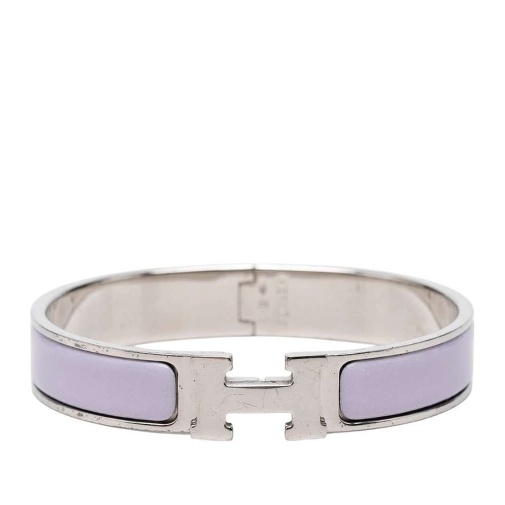 Hermès Narrow Enamel Clic H Bracelet PM Purple Very good condition - Front View