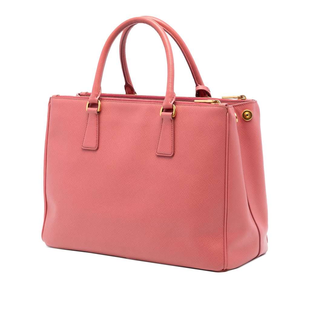 Prada Saffiano Lux Galleria Double Zip Front Pocket Satchel Pink Leather Very good - Back View