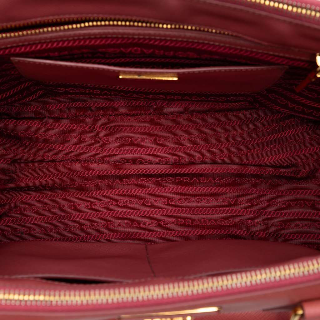 Prada Saffiano Lux Galleria Double Zip Front Pocket Satchel Pink Leather Very good - Model View
