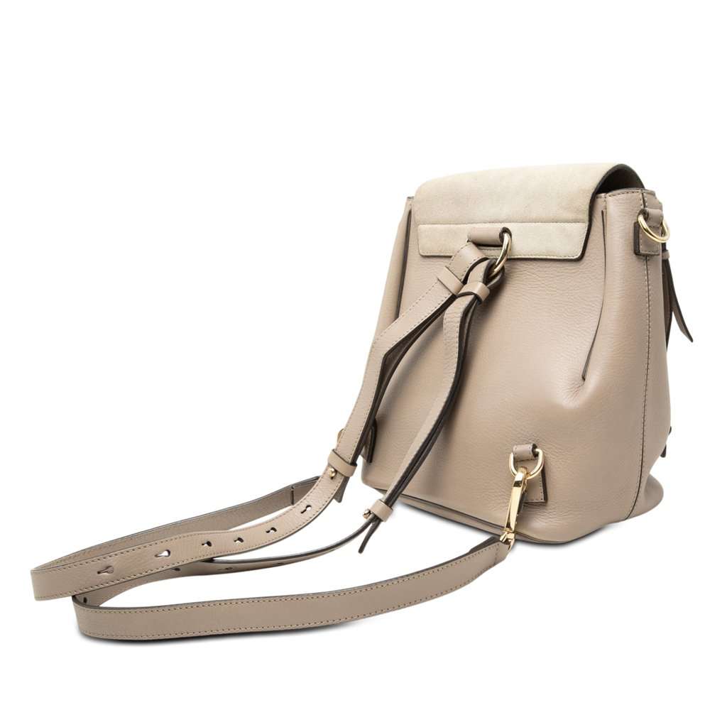 Chloé Small Calfskin and Suede Faye Backpack Brown Leather Very good condition - Back View