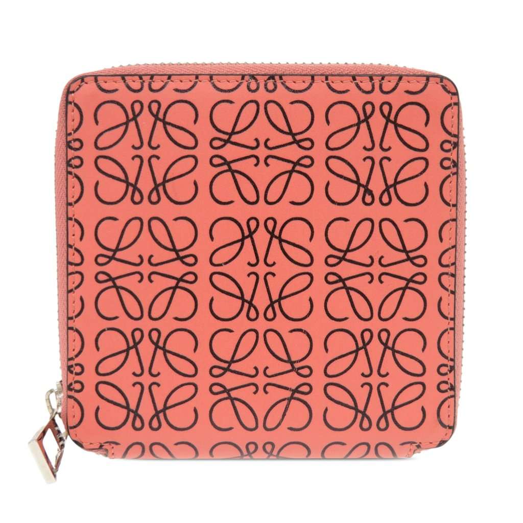 Loewe Leather Anagram Square Zip Wallet Pink Leather Very good condition - Front View