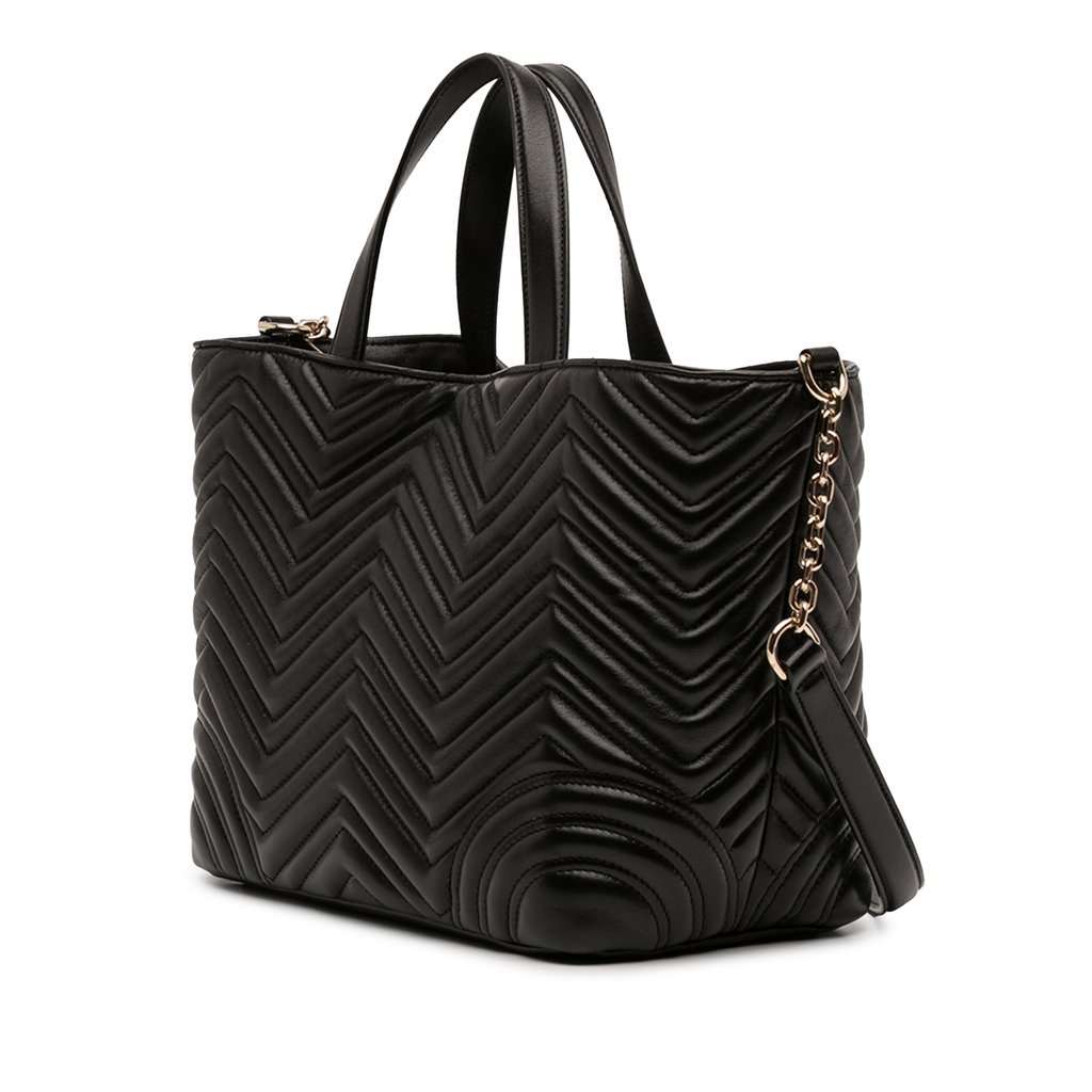 Gucci Medium GG Marmont Matelasse Calfskin Betty Tote Black Leather Very good condition - Back View