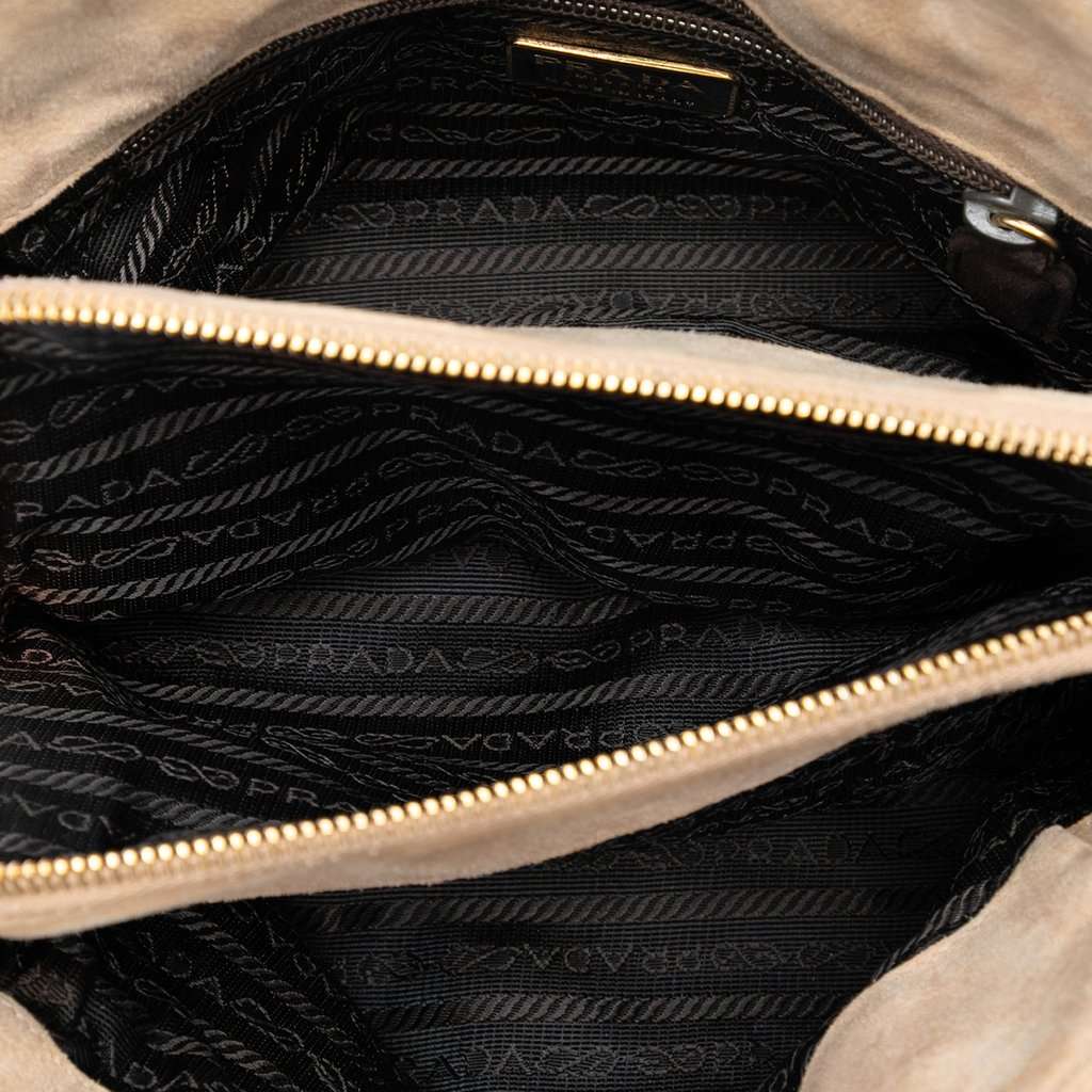 Prada Suede Chain Shoulder Bag Beige Leather Very good condition - Model View
