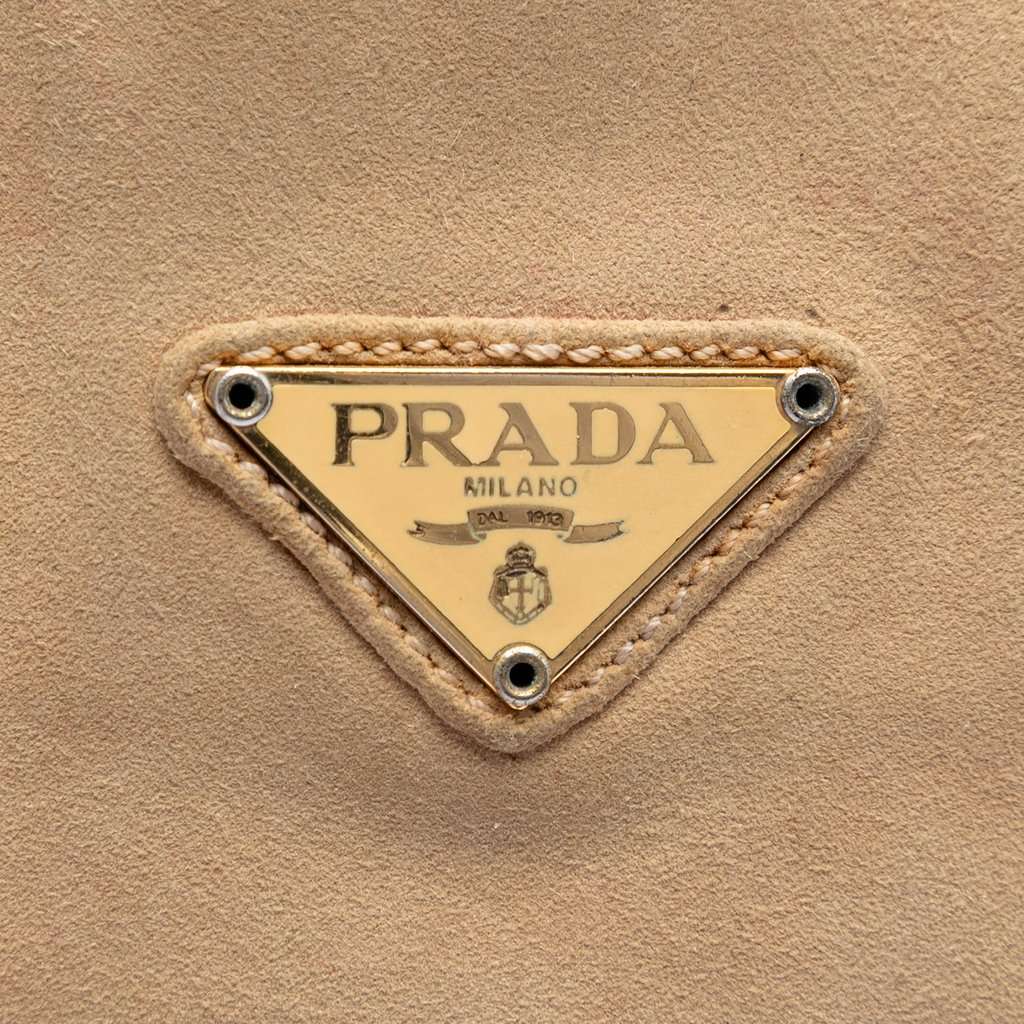 Prada Suede Chain Shoulder Bag Beige Leather Very good condition - Box View