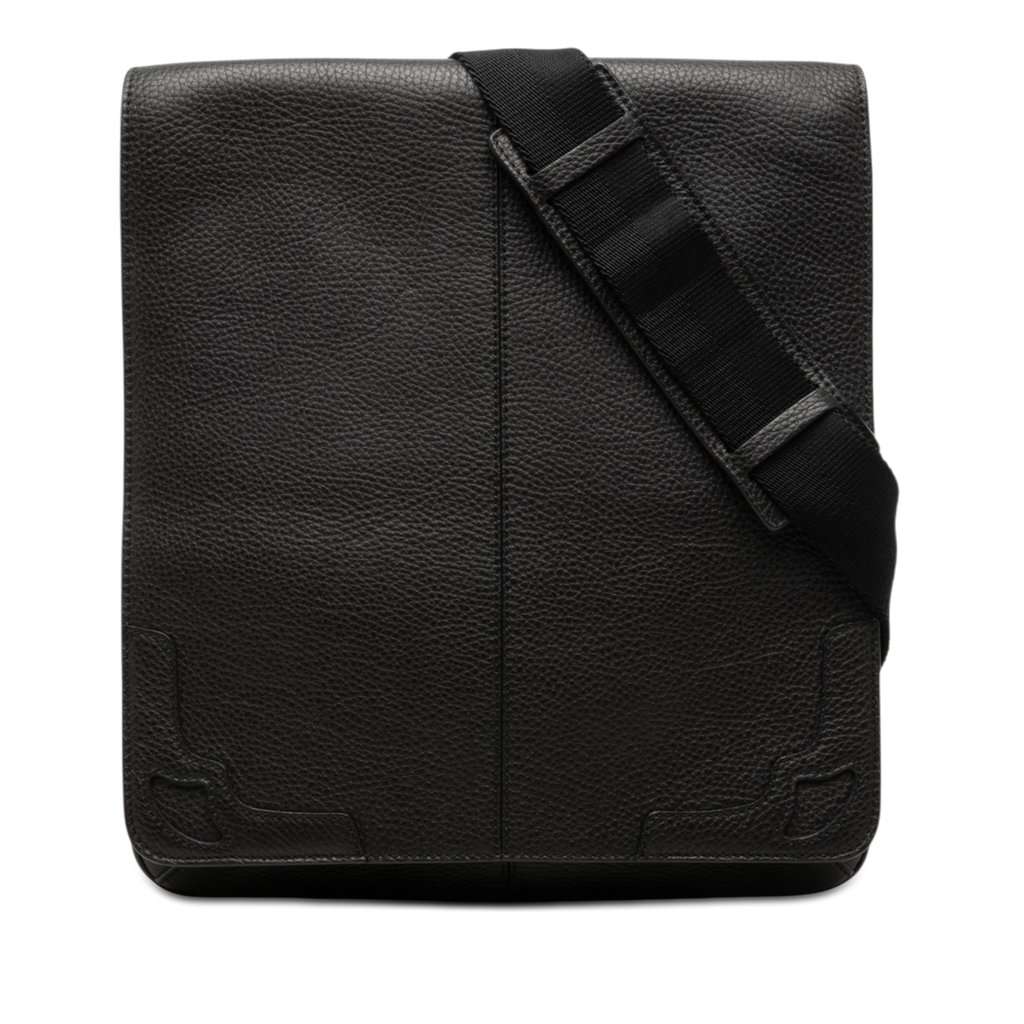 Cartier Leather Marcello Messenger Bag Black Leather Very good - Front View