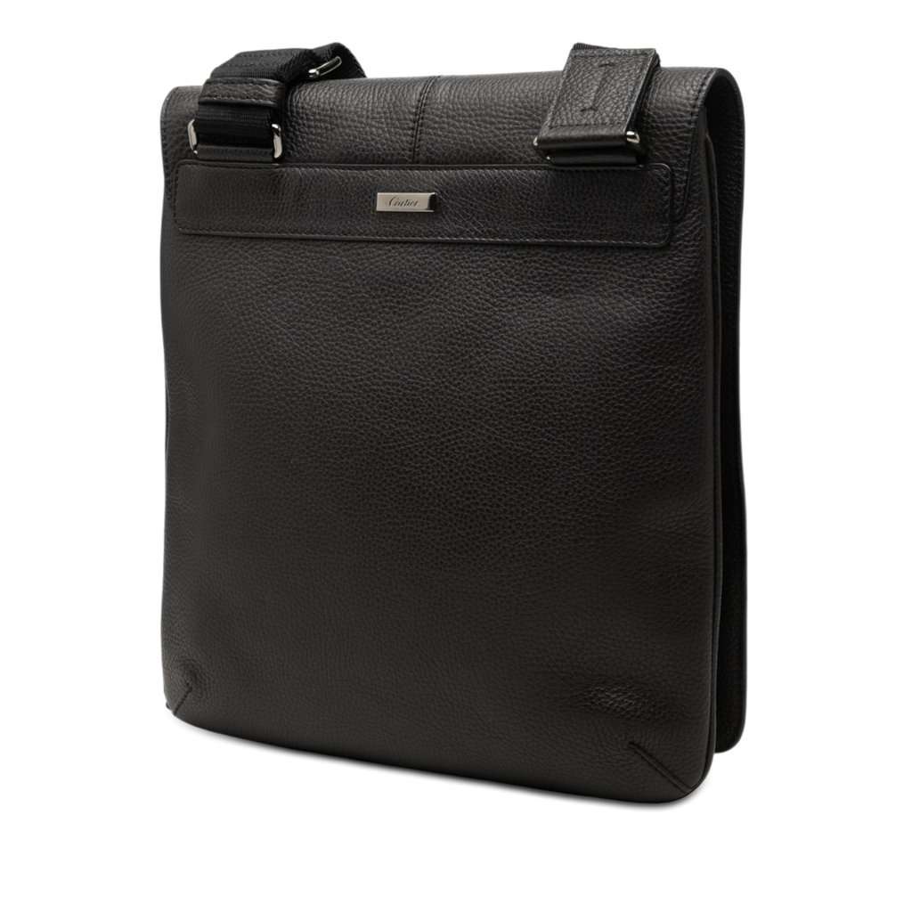 Cartier Leather Marcello Messenger Bag Black Leather Very good - Back View