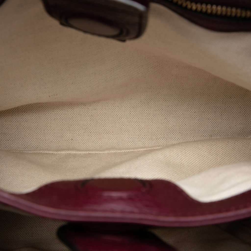 Gucci Small Calfskin Bamboo Shopper Satchel Purple Leather Very good condition - Model View