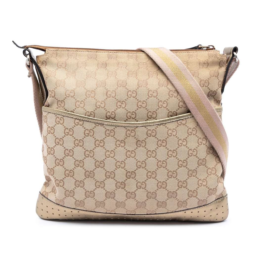 Gucci GG Canvas Web Crossbody Beige Very good - Front View