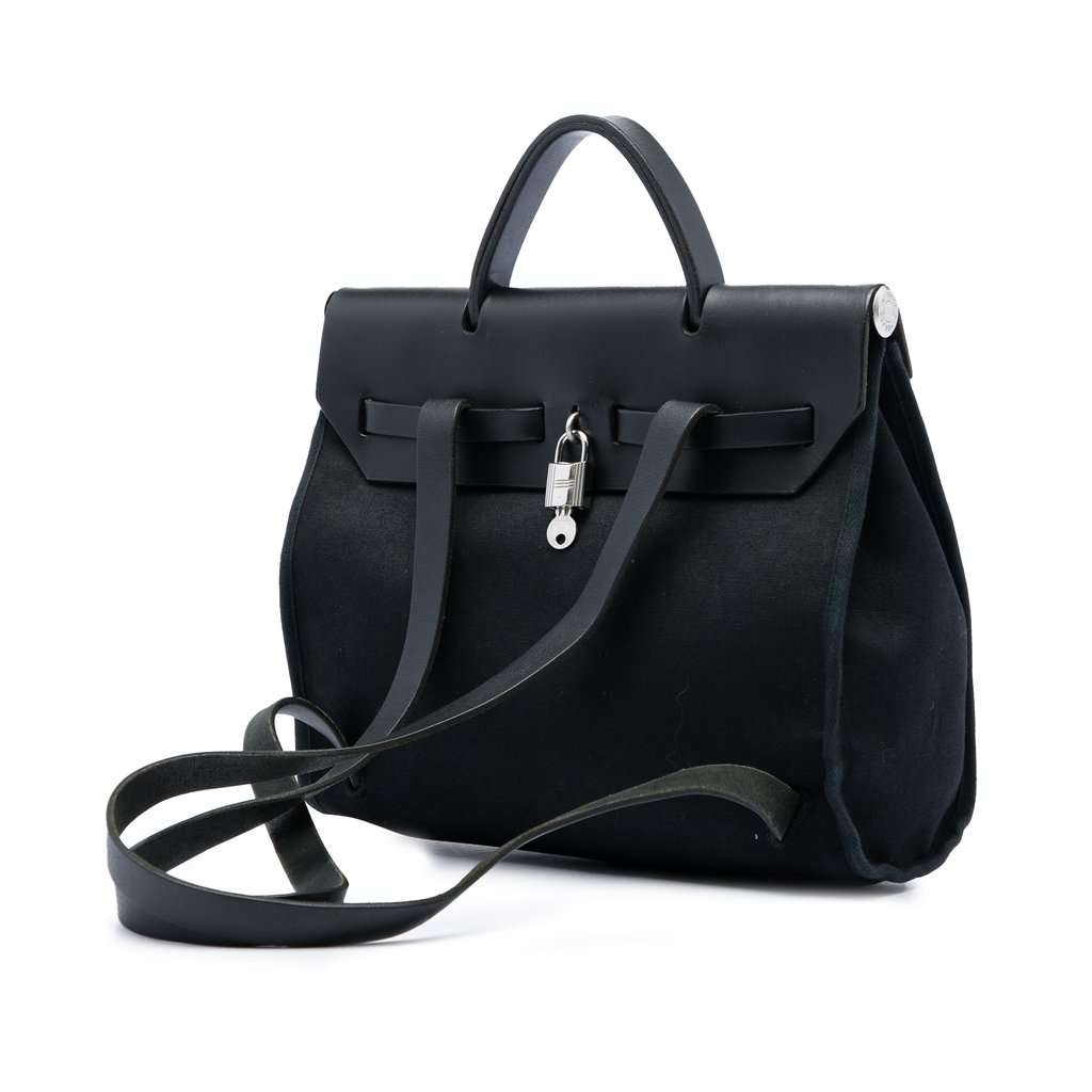 Hermès Toile Herbag Backpack PM Black Very good - Back View