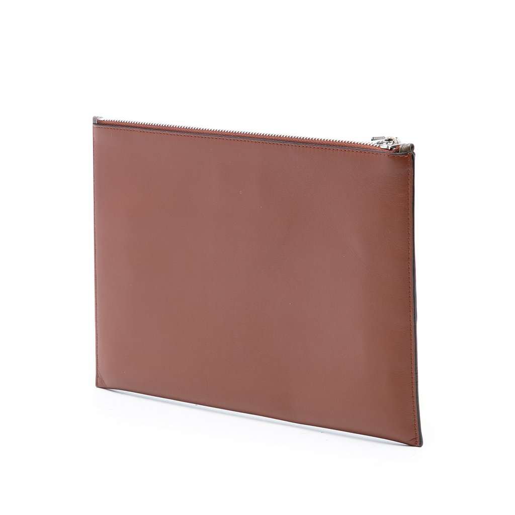 Loewe Leather Anagram Flat Pouch Brown Leather Very good condition - Back View