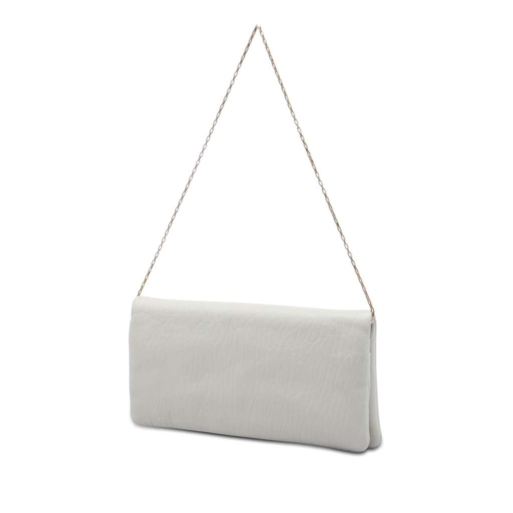Saint Laurent Mini Grained Lambskin Calypso Shoulder Bag White Leather Very good - Back View