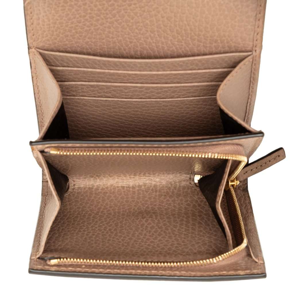 Gucci Bicolor GG Marmont Calfskin and GG Supreme Wallet Beige Very good - Model View