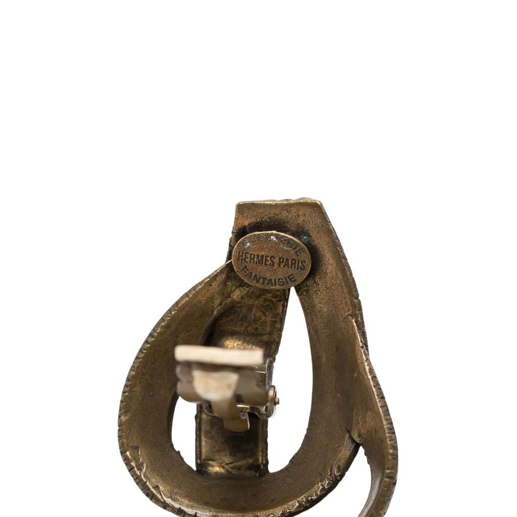 Hermès Gold Plated Bijouterie Fantaisie Ribbon Clip On Earrings Gold Metal Very good - Inside View