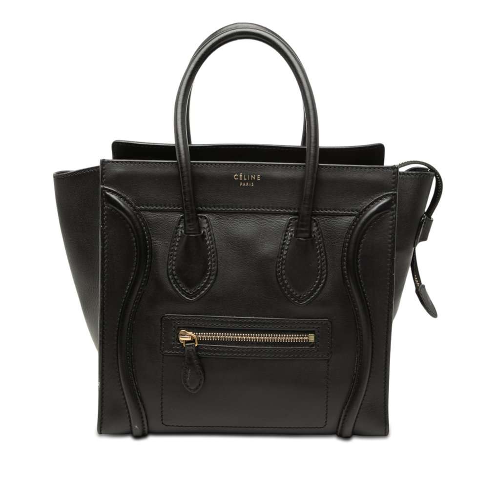 Celine Micro Smooth Calfskin Luggage Tote Black Leather Very good - Front View