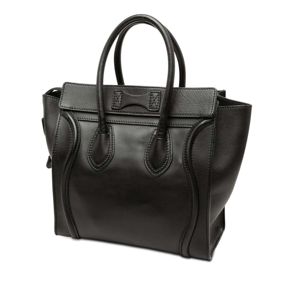 Celine Micro Smooth Calfskin Luggage Tote Black Leather Very good - Back View