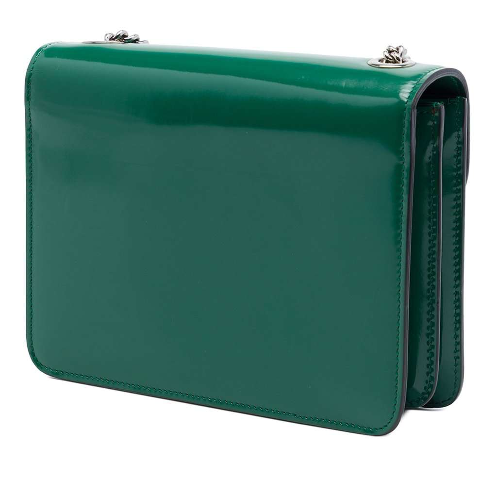 Gucci Small Patent Interlocking G Crossbody Green Leather Very good - Back View