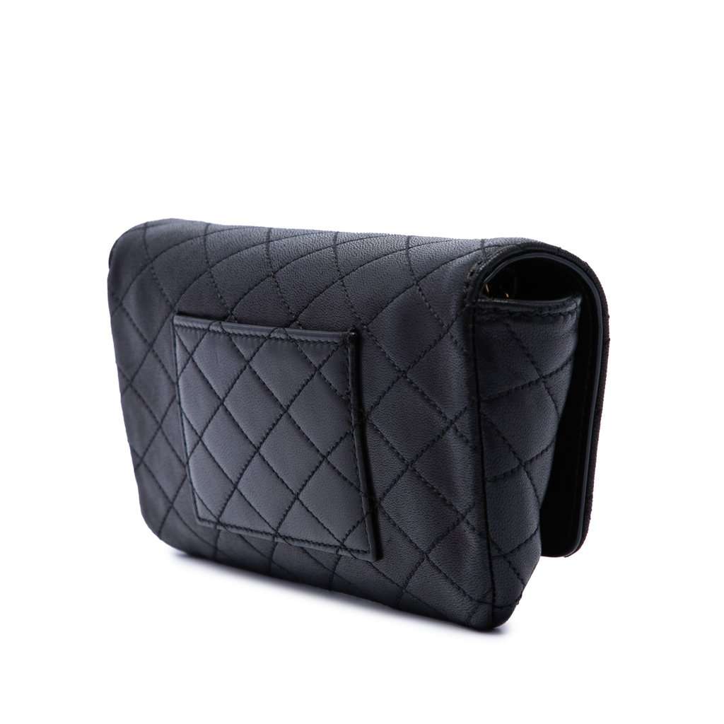 Saint Laurent Quilted Lambskin Monogram Gaby Phone Holder Crossbody Black Leather Very good - Back View