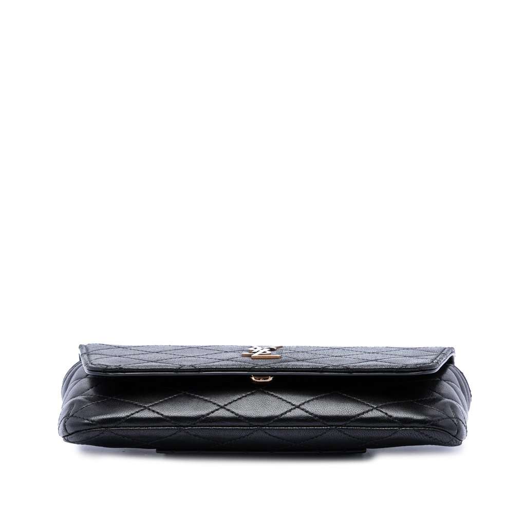 Saint Laurent Quilted Lambskin Monogram Gaby Phone Holder Crossbody Black Leather Very good - Inside View