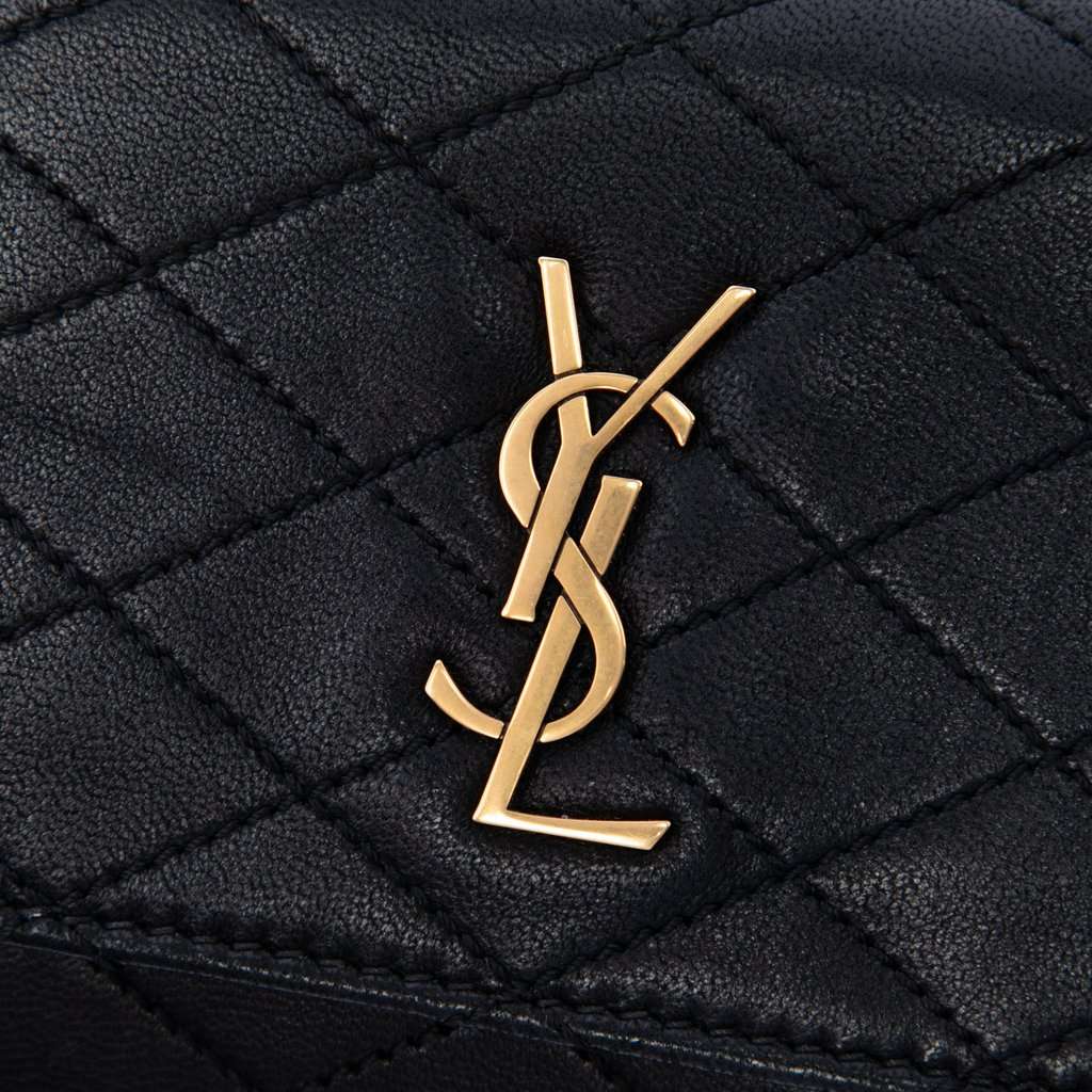Saint Laurent Quilted Lambskin Monogram Gaby Phone Holder Crossbody Black Leather Very good - Box View