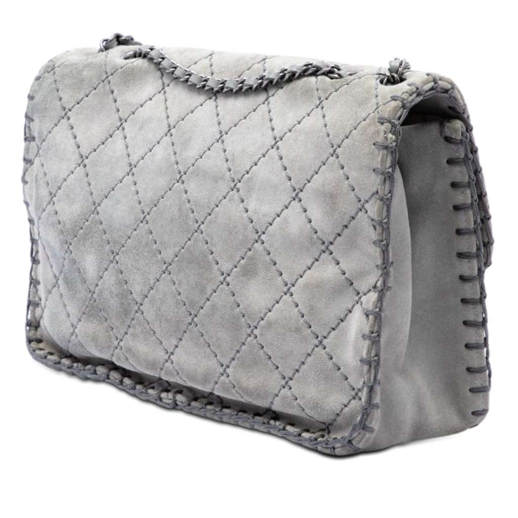 Chanel Medium CC Quilted Suede Whipstitch Single Flap MultiColor Leather Very good - Back View