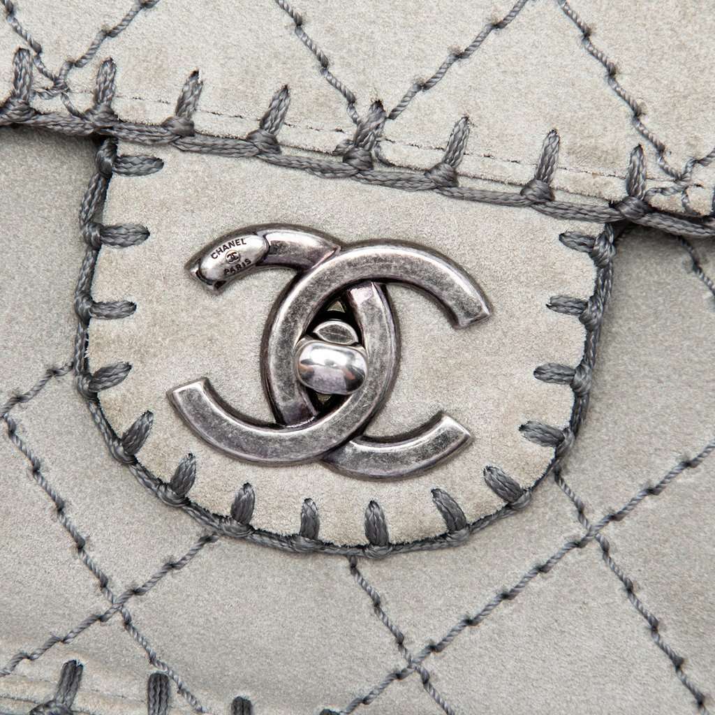 Chanel Medium CC Quilted Suede Whipstitch Single Flap MultiColor Leather Very good - Box View