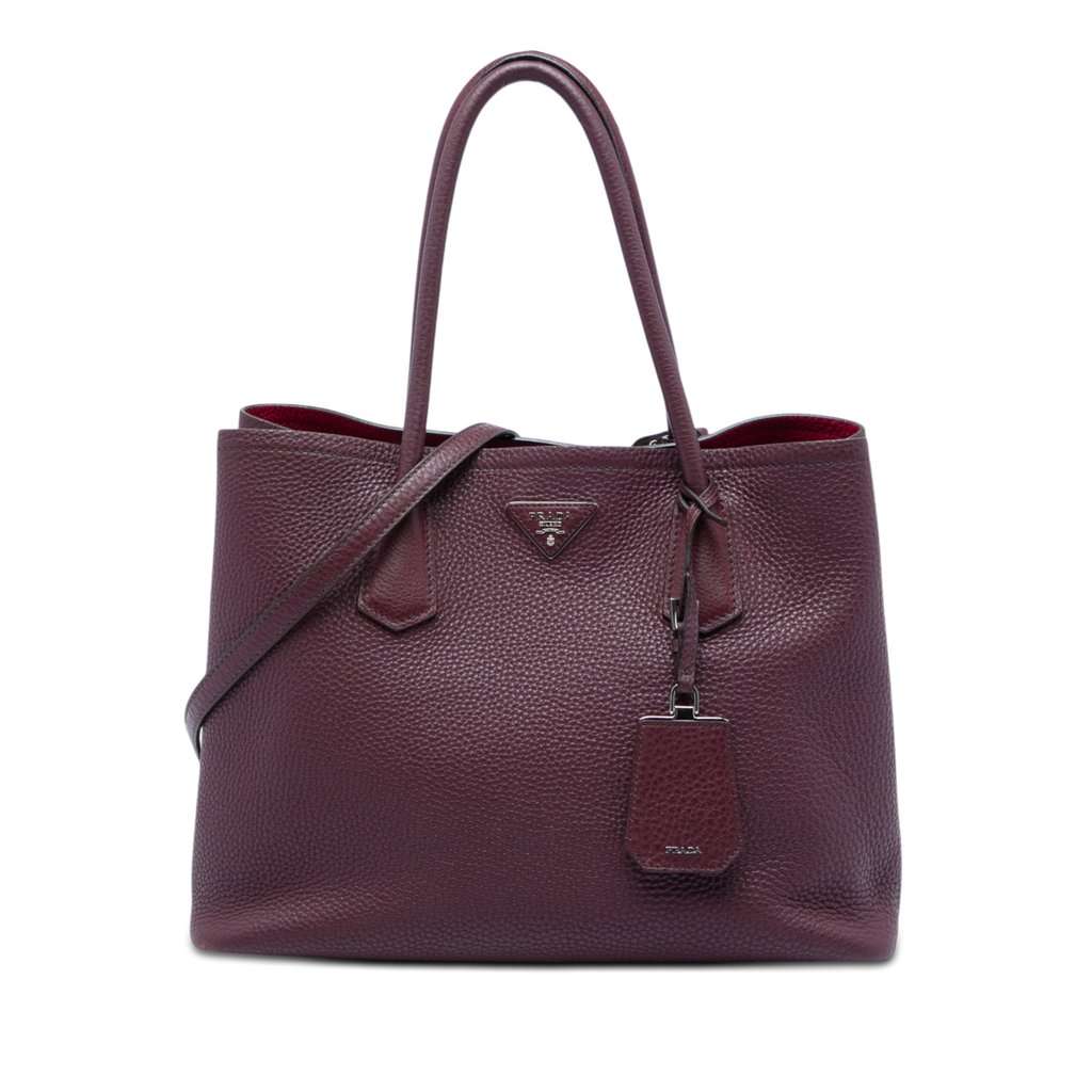 Prada Vitello Daino Double Handle Tote Red Leather Very good - Front View