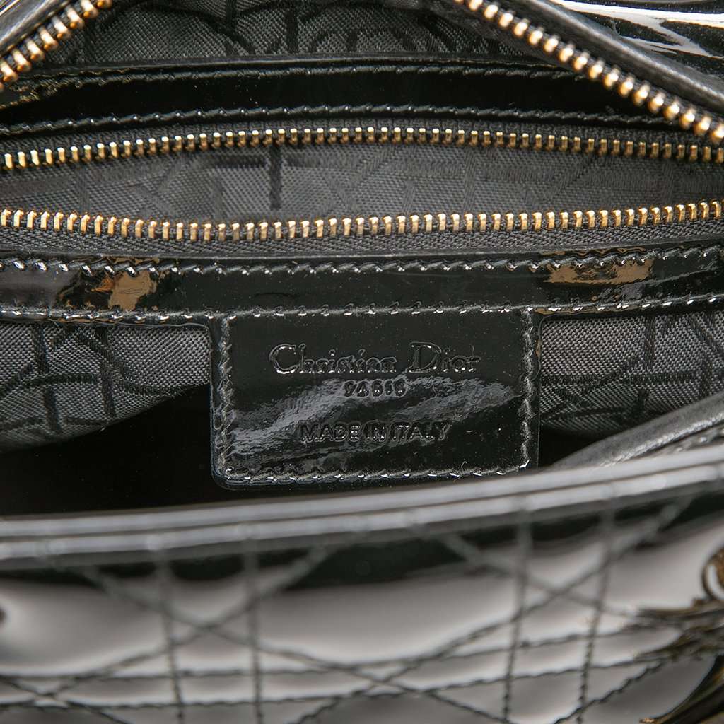 Dior Medium Patent Cannage Lady Dior Black Leather Very good condition - Box View