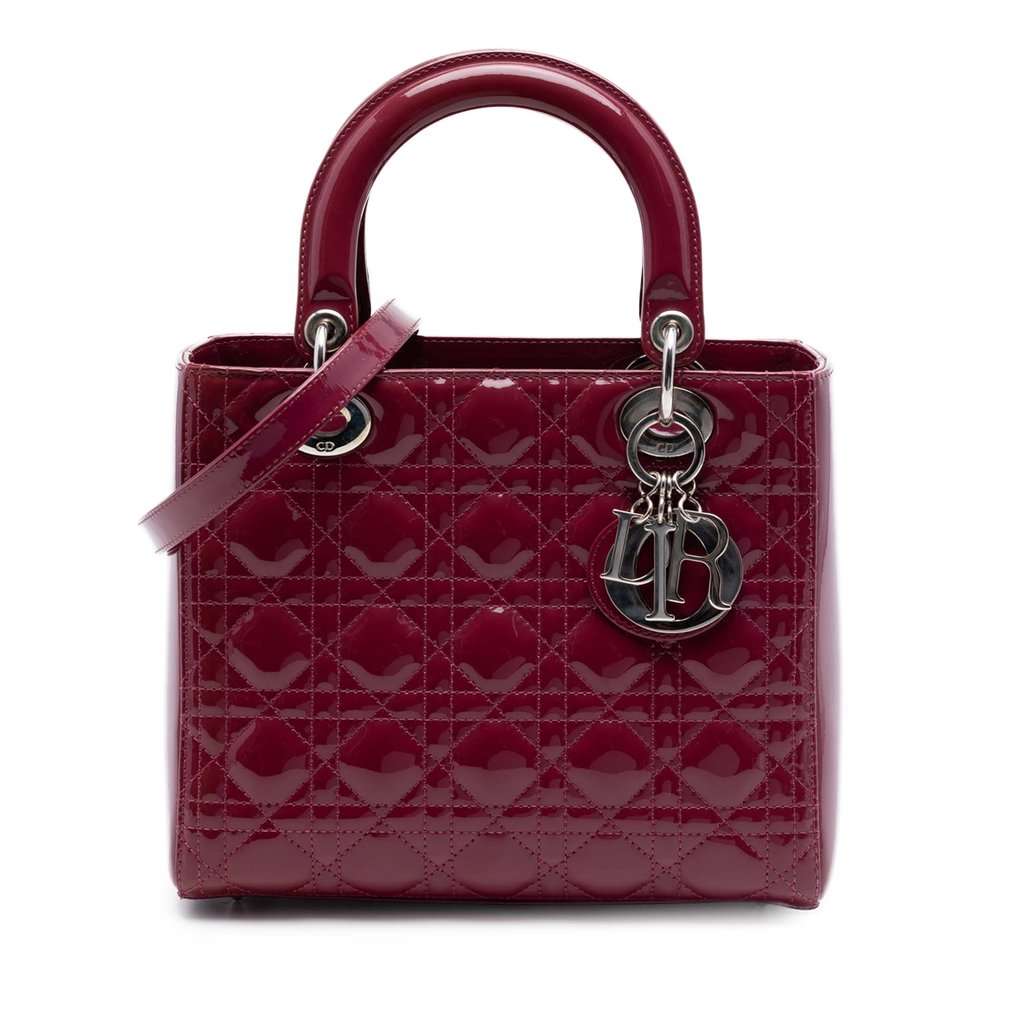 Dior Medium Patent Cannage Lady Dior Red Leather Very good condition - Front View