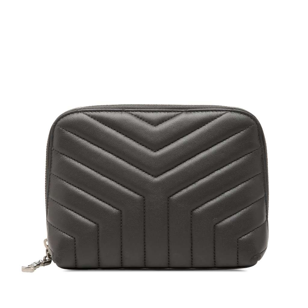 Saint Laurent Matelasse Lambskin Monogram Loulou Cosmetic Case Black Leather Very good - Front View