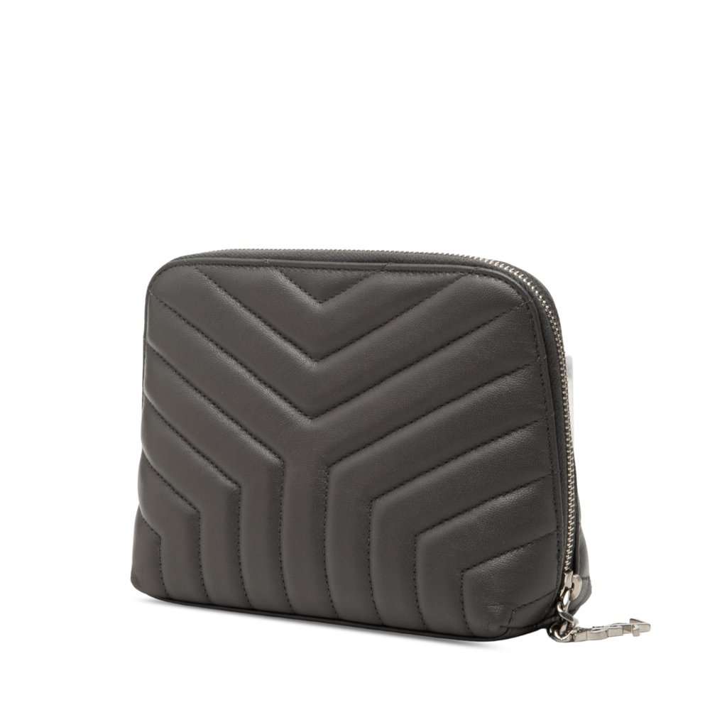 Saint Laurent Matelasse Lambskin Monogram Loulou Cosmetic Case Black Leather Very good - Back View