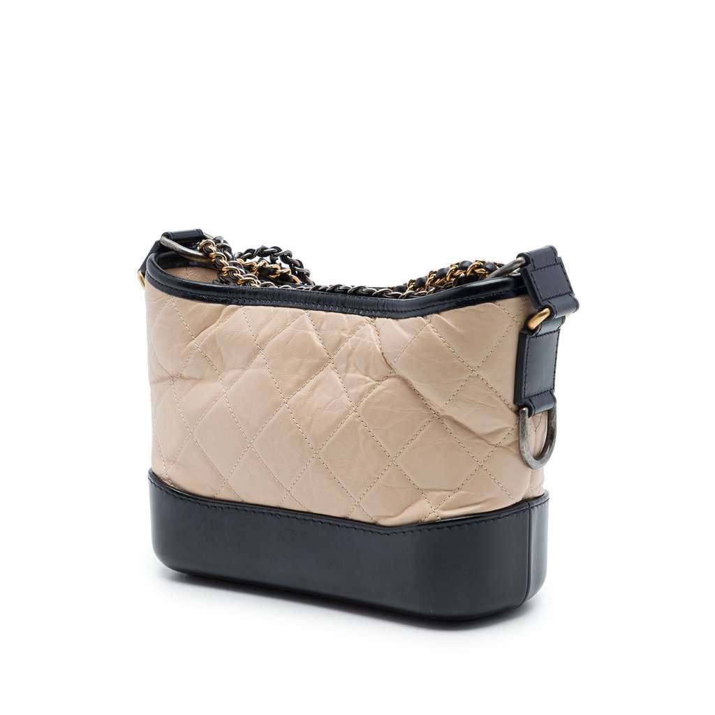 Chanel Small Quilted Aged Calfskin Gabrielle Hobo Brown Leather Very good - Back View