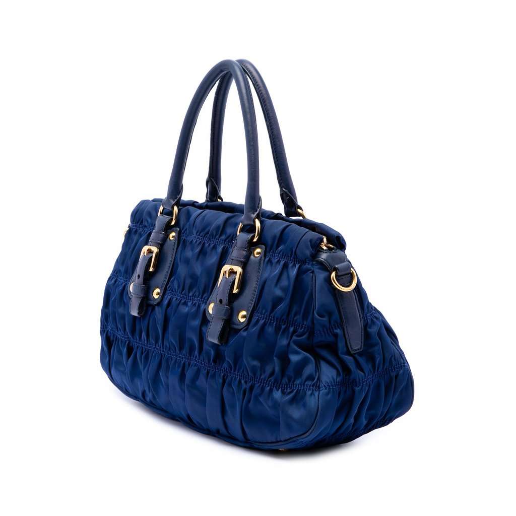 Prada Tessuto Gaufre Satchel Blue Very good - Back View