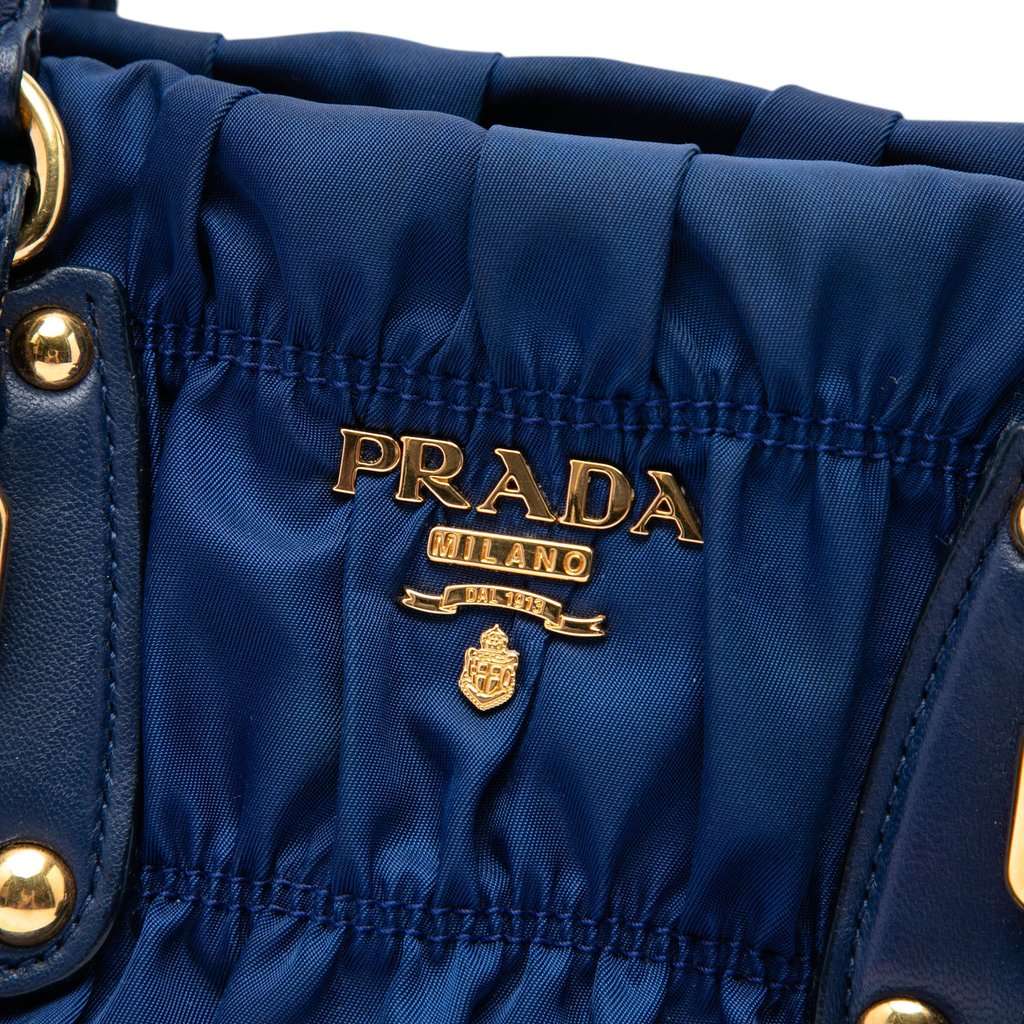 Prada Tessuto Gaufre Satchel Blue Very good - Box View