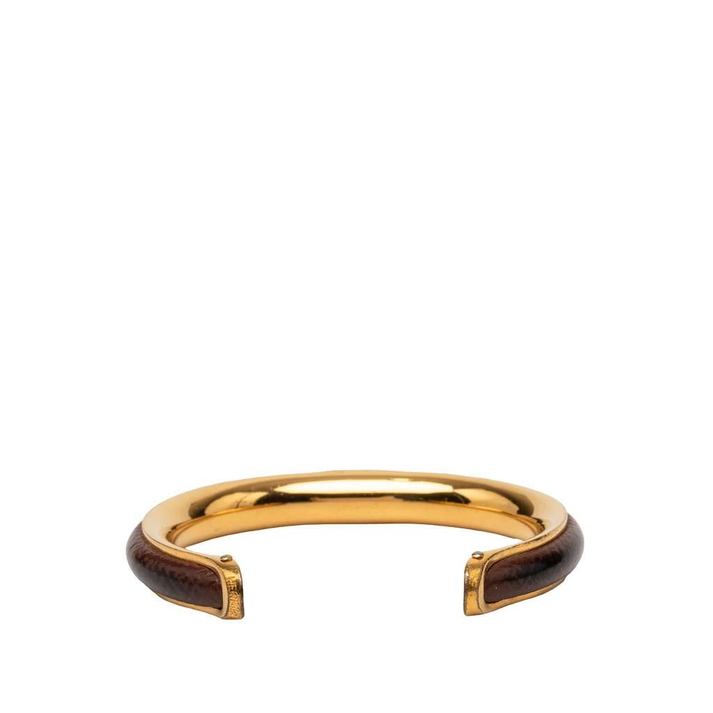 Hermès Gold Plated and Leather Cuff Bracelet Gold Metal Very good condition - Inside View