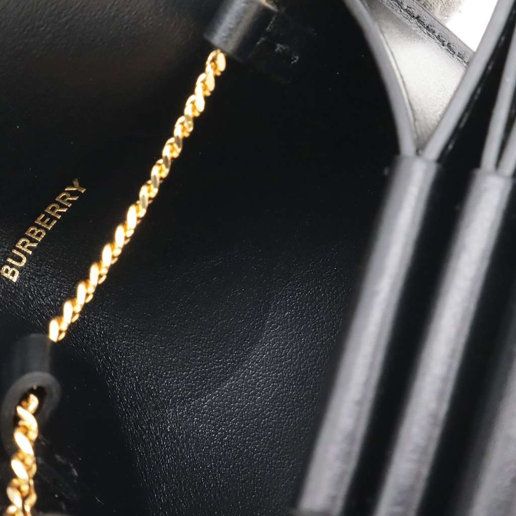 Burberry Grained Calfskin TB Jessie Card Case on Chain Black Leather Very good - Model View