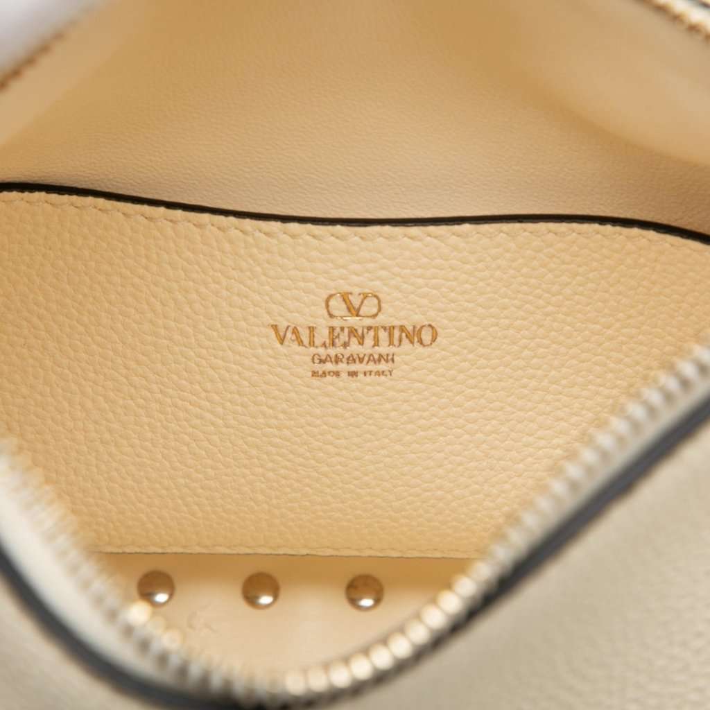 Valentino Small Grainy Calfskin Rockstud Hobo White Leather Very good - Box View