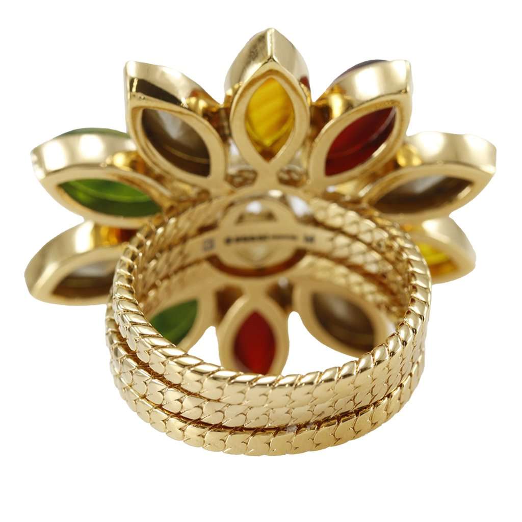 Gucci Gold Plated Strass Interlocking G Flower Ring Gold Metal Very good - Inside View