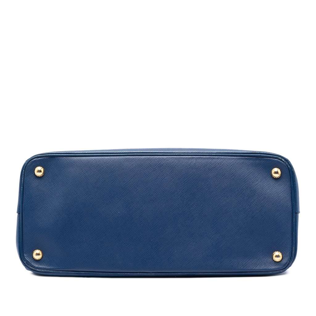 Prada Large Saffiano Lux Galleria Double Zip Tote Blue Leather Good - Inside View