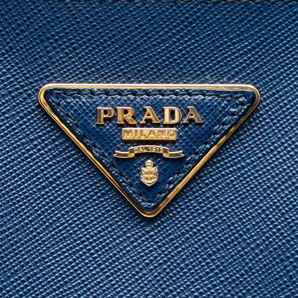 Prada Large Saffiano Lux Galleria Double Zip Tote Blue Leather Good - Box View