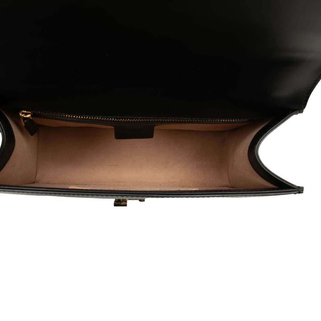 Gucci Small Calfskin Web Sylvie Satchel Black Leather Very good - Model View
